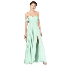 Sequin Hearts Off Shoulder Gown Split Hem Side Slit Evening Dress Green Size 1