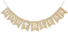 God Bless Banner First Communion Banner Kit, Baptism Decorations for Boys Girls,