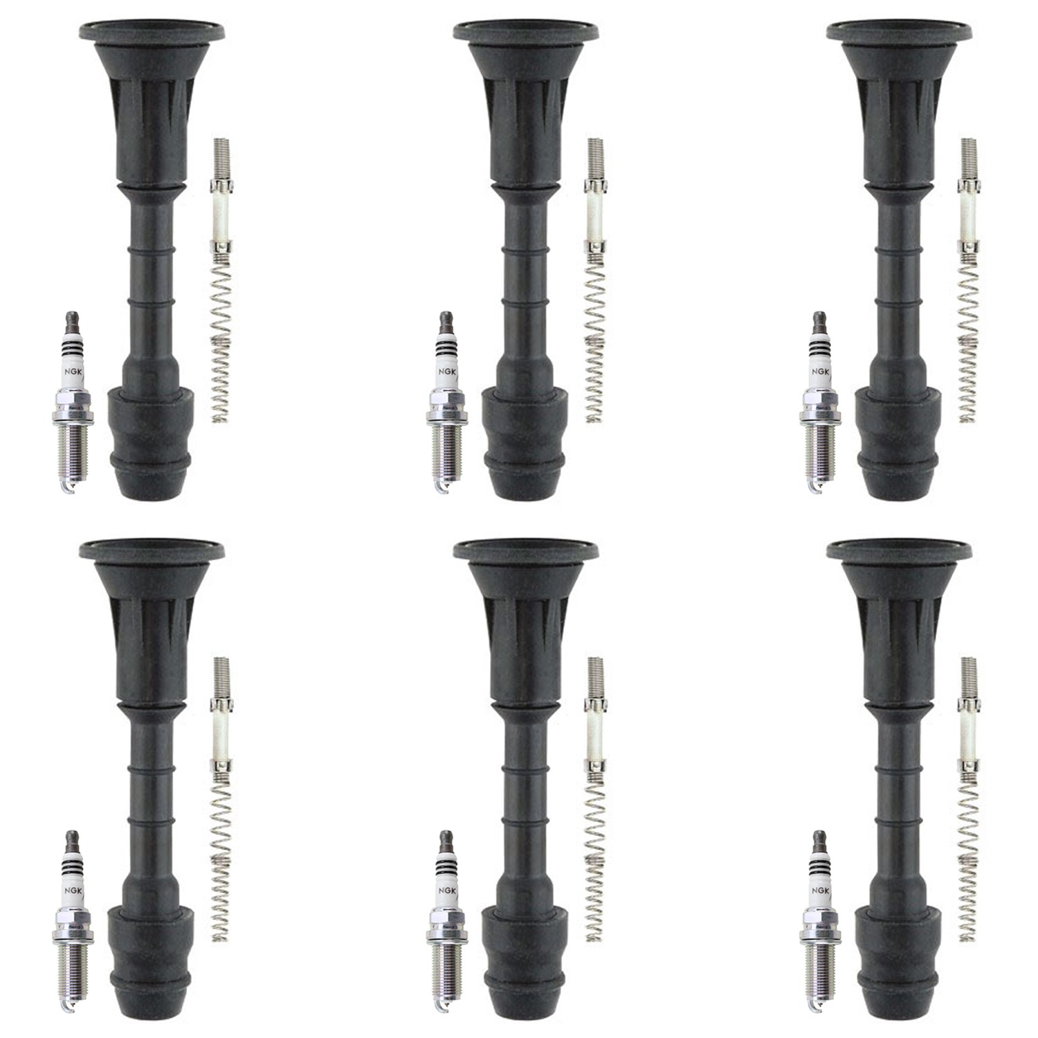 NGK 6 Iridium IX Spark Plugs  Denso Coil Boots Kit for FX35 G35 350Z V6 VQ35DE
