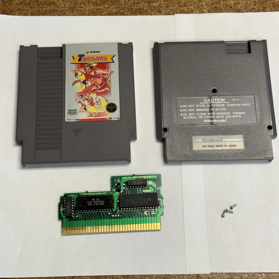 Track & Field 1 & 2 w/ Sleeves CLEANED & TESTED AUTHENTIC NES Game Carts - Image 3 of 4