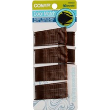 2 Pack Conair Color Match Bobby Pins, Brunette, 90 Ct