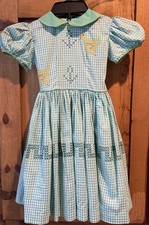 Handmade Heirloom Vintage Style Little Girls Dress - Cross Stitch Chicks