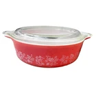 Rare 1950s PYREX 1pt #471 Casserole + 470-c Lid (Set) Pink Gooseberry Bowl
