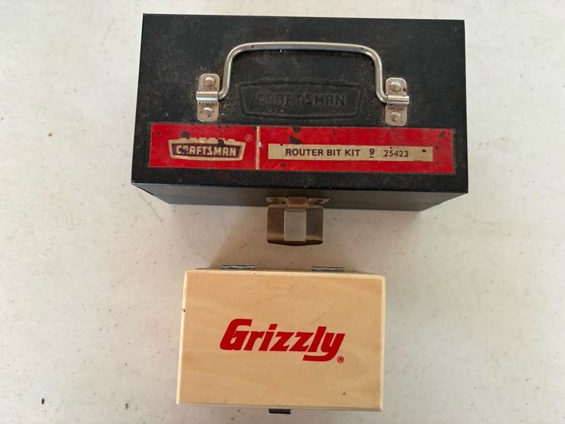Unused Set Of 3 Grizzly Router Bits And A Partial Set Of Craftsman Router Bits