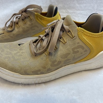 NIKE Free RN 2017 Wild Suede Yellow Cheetah Print Women's Size 6