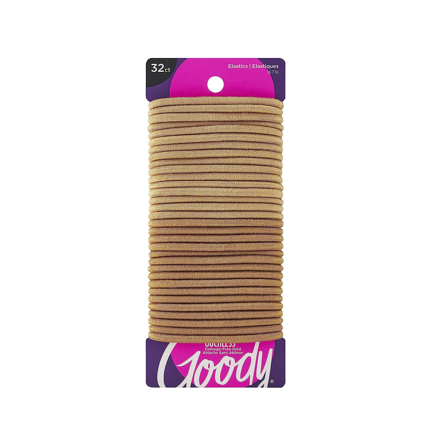 Ouchless Elastic Hair Tie - 32 Count, Blonde - 4MM for Medium Hair - Slideproof