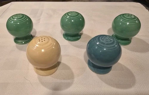 Lot Of 5 Fiesta Salt & Pepper Shakers Green Blue Ivory