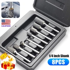 8Pcs Tungsten Carbide Burrs Rotary Burr Set Head 1/4'' Shank Die Grinder Bit US