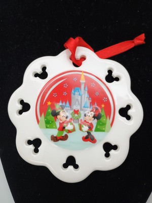 Disney Passholder 2009 Holiday Ornament Mickey and Minnie at Cinderella Castle