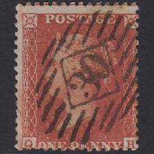 Y40_23 GB QV 1855 1d RED-BROWN PLATE 12 SG24-C3(1) QH GU LONDON IS 30 MISPERF