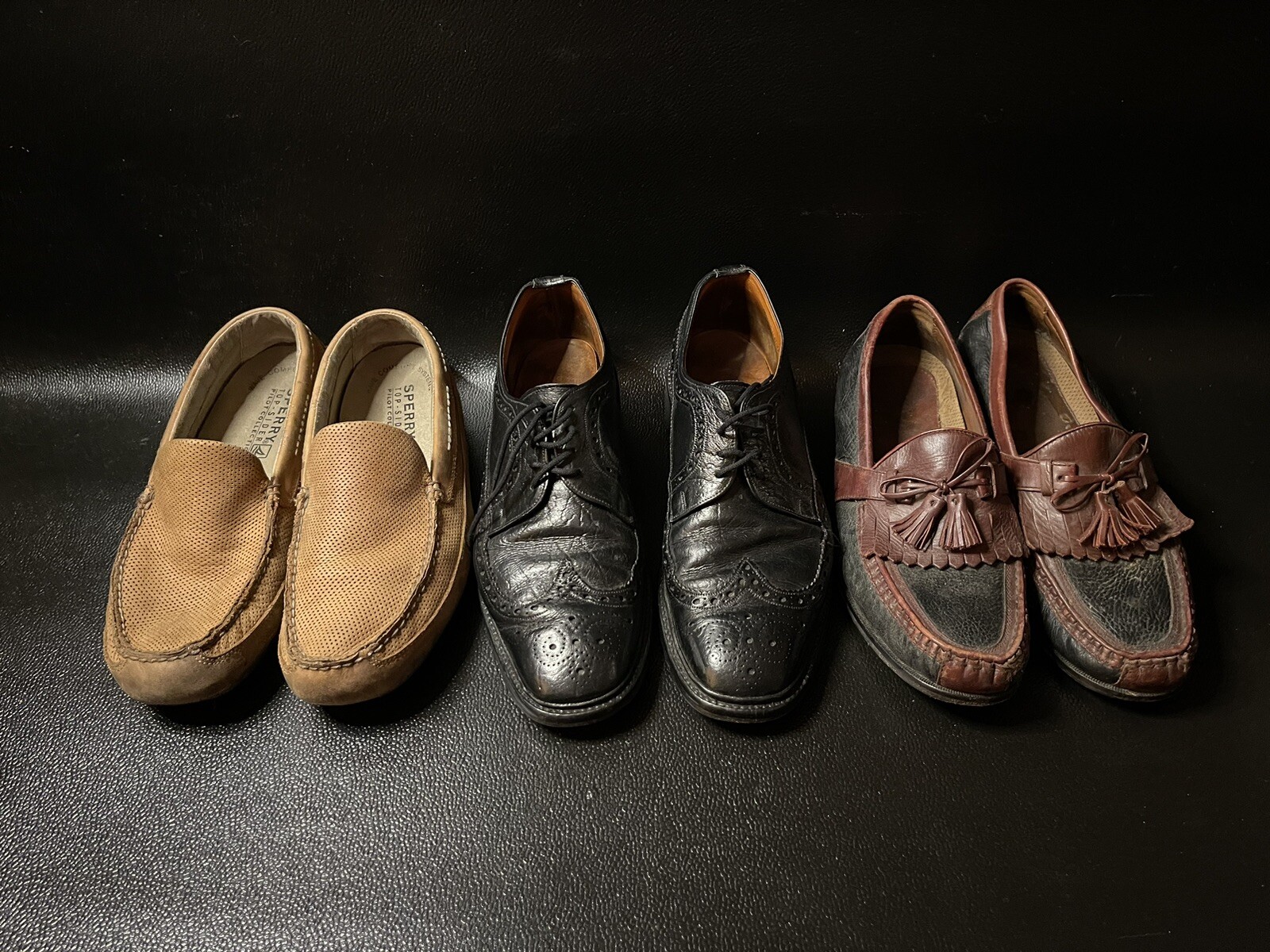 Lotto di 3 paia scarpe eleganti vintage Johnston & Murphy Sperry in vera pelle taglia 13