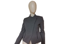 ANN TAYLOR Gray Long Sleeves Zipper Pockets Blazer-2