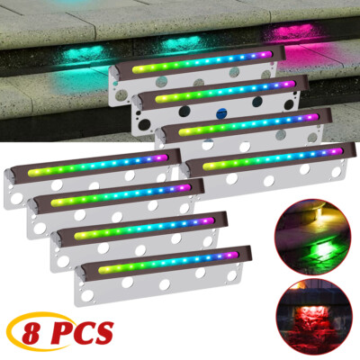 8PCS 12inch LED RGB Hardscape Lighting Retaining Wall Lights 270° Swivel Remote