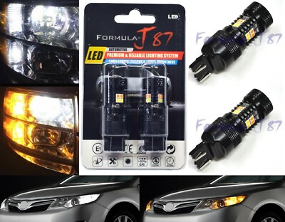 LED Switchback Light 3030 White Amber 7443 Two Bulbs Front Turn Signal Stock Fit