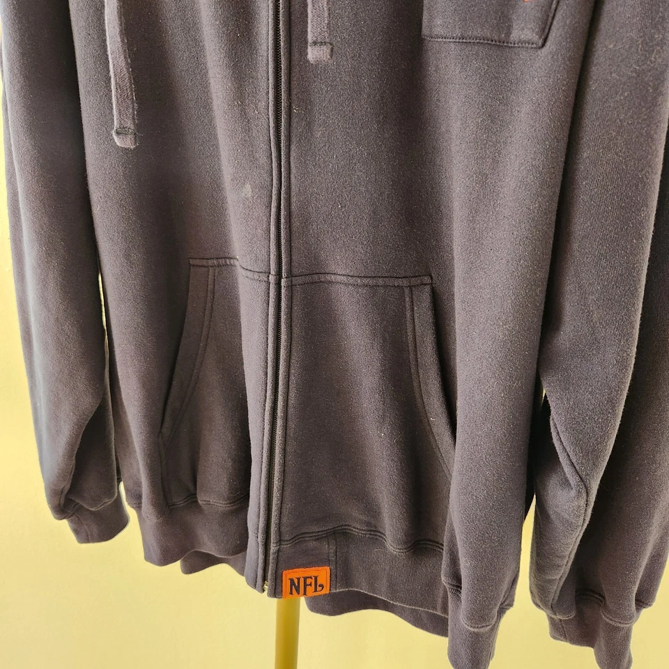 NFL Denver Broncos Full Zip Hoodie Jacket Mens Size Large Embroidered Navy Blue - Image 3 of 4