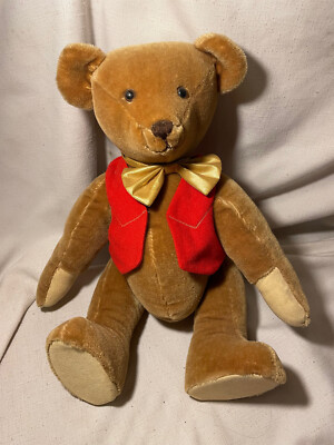 Clemens Germany Spieltiere Jointed Mohair Bear 15 inch- vintage w/ tags & bow