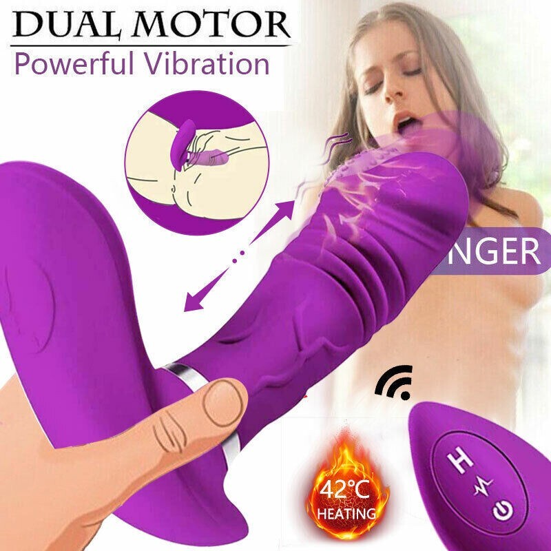 Automatic Heated Vibrator Wearable Thrusting Dildo Massager Remote Sex Toy  Women