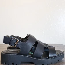 Eurosoft by Sofft Bolton Strappy Fisherman Sandals Women's 8 Black Faux Leather