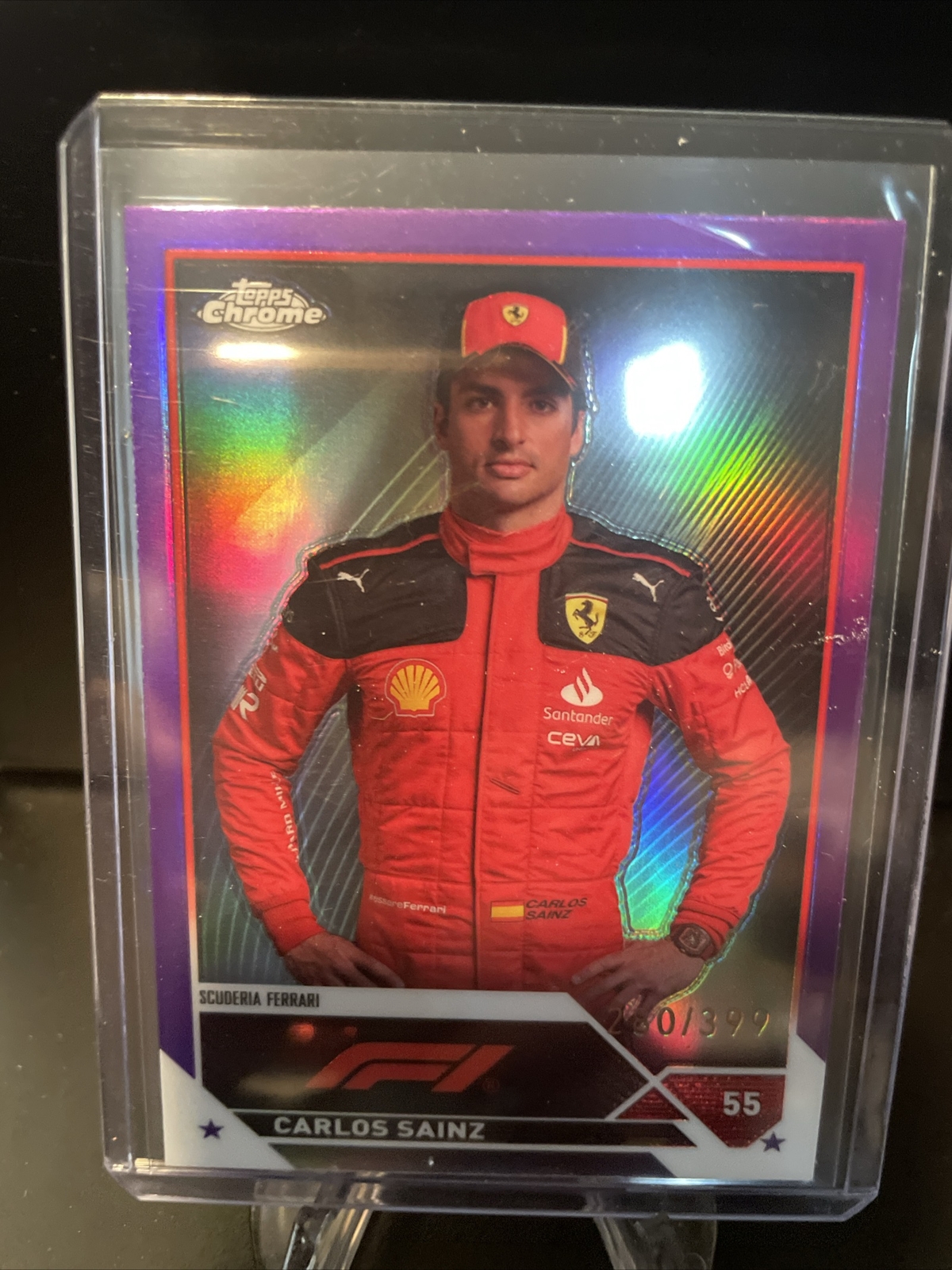2023 TOPPS CHROME Formula 1 F1 CARLOS SAINZ #17 PURPLE REFRACTOR PARALLEL /399