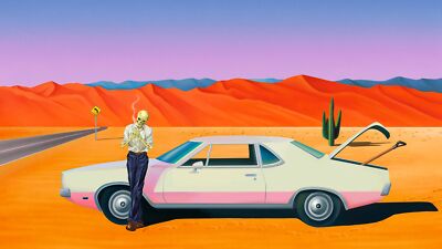 Anime digital art artwork illustration concept desert Play Gaming Mat Desk