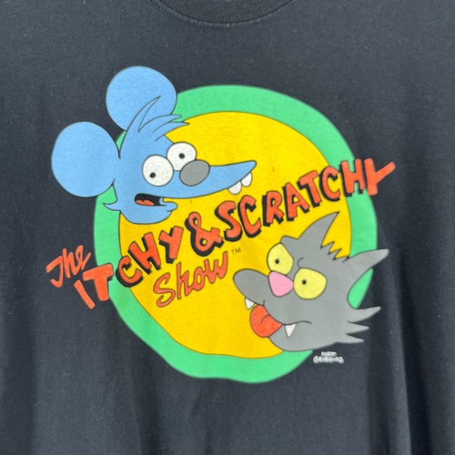 THE SIMPSONS Shirt Adult M ITCHY & SCRATCHY Cotton Jersey Short Sleeve Black - Picture 8 of 12