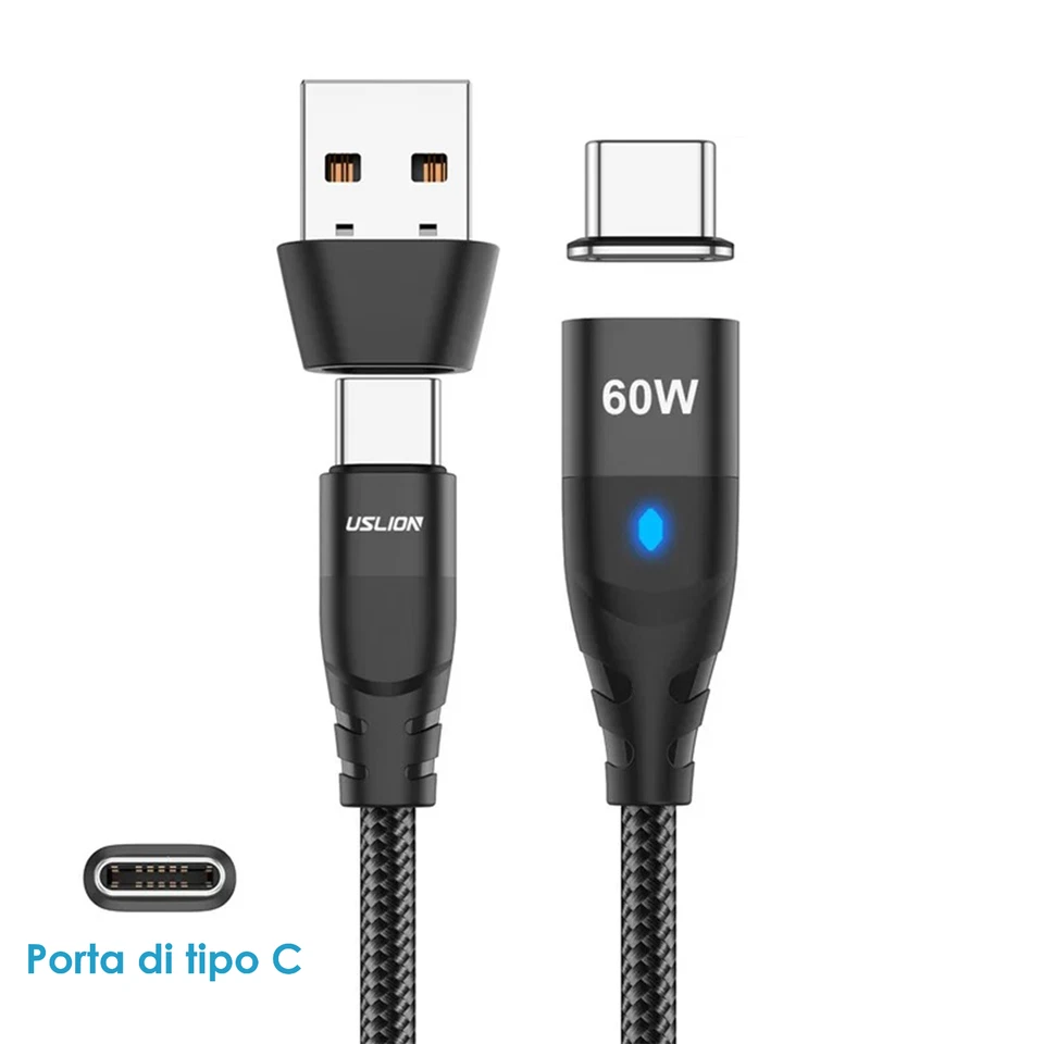 Cavo USB magnetico, Tipo-C, iPhone 2 in 1, Ricarica rapida, iPhone, Samsung - Immagine 3 di 4