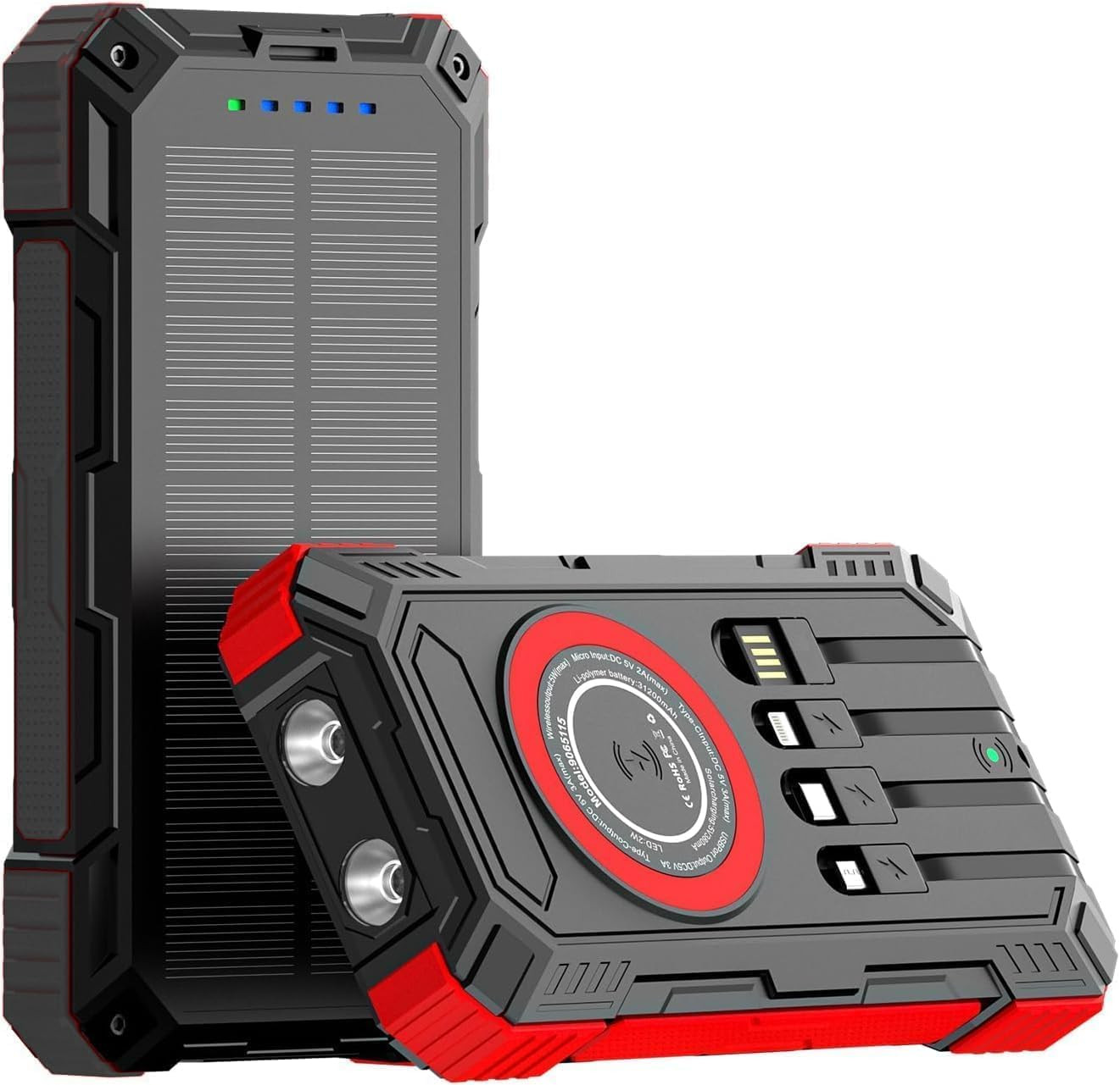 Batterie externe solaire 31200mAh power bank portable multi-connecteurs