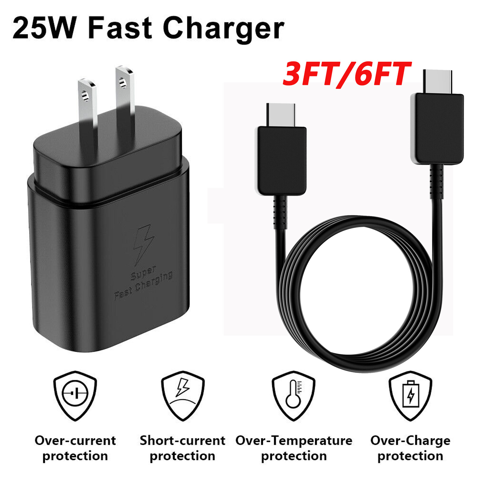 25W Super Fast PD Wall Charger Type C USB-C for Samsung Galaxy S20 S21 S22 Note