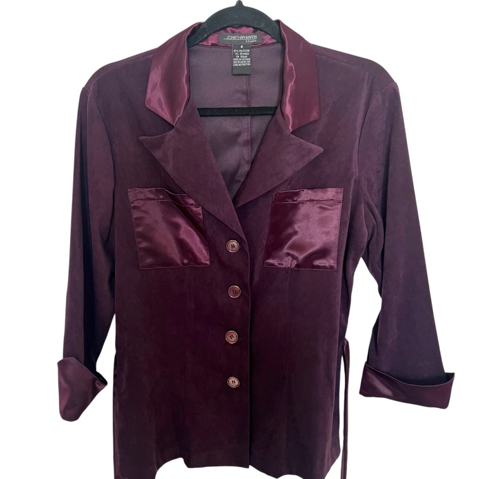 Suite de 2 piezas ciruela Jonathan Martin vintage vegana de gamuza y satén para mujer talla 8 Foto 2 de 4