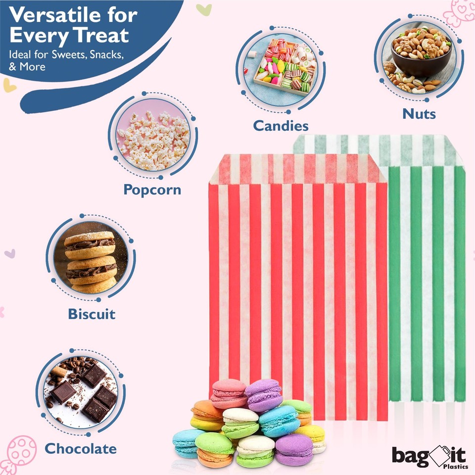 Paper Multipack Sweets PAPER SWEET BAGS CANDY STRIPE PICK N MIX GIFT PARTY BAGS WEDDING CANDY ...