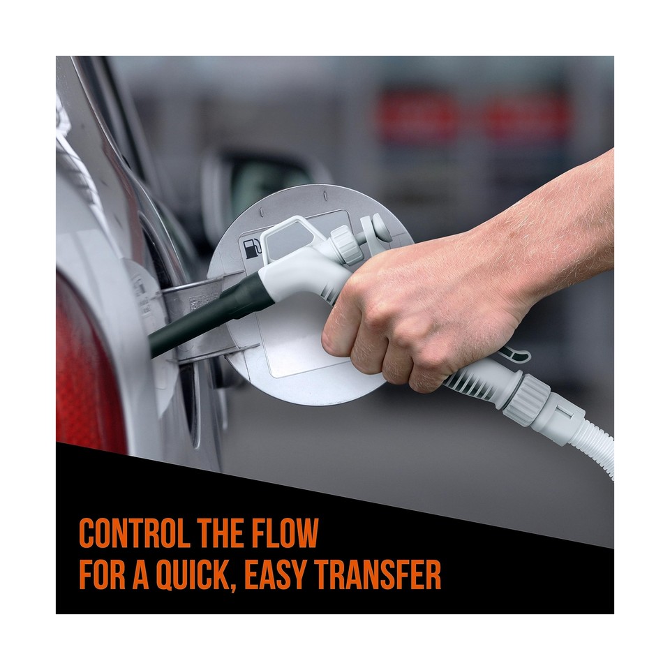 DeWay Automatic Fuel Transfer Pump - 3.8 GPM Flow, Battery & USB-C Powered, Heavy Duty Rubber Hose For Gas/Diesel