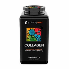 youtheory Mens Collagen Advanced Formula, 390 Tablets - Fresh! - Free Shipping!