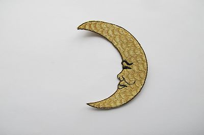 #2385S 3'' Gold,Silver Moon Embroidery Applique Patch