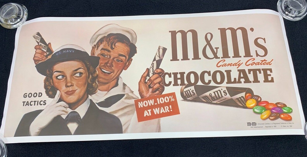1987 WWII US Navy M&M Chocolate Advertisement Reprint Poster | eBay
