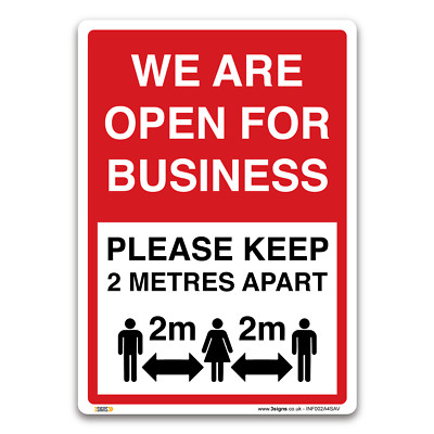 We are open for business Sign, Vinyl Sticker, Mandatory Virus Protection Safety