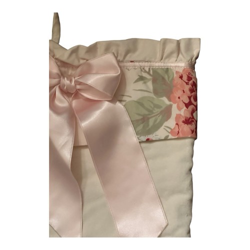 Vintage Shabby Chic Christmas Stocking~Pink~Roses~ Cottage Core~Holiday Decor - Picture 6 of 13