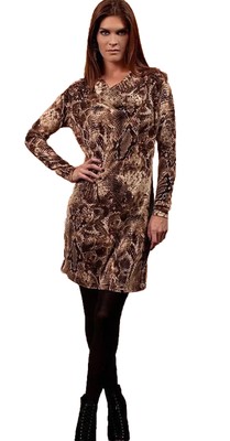 Double D Ranch Women s Dress Exotic SnakeskIn Brown Stretch Velour Velvet M