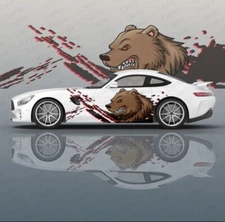 Custom Car Decals; Sporty Car Decals Both Sides; Bear/ Grizzly Bear Car Decal
