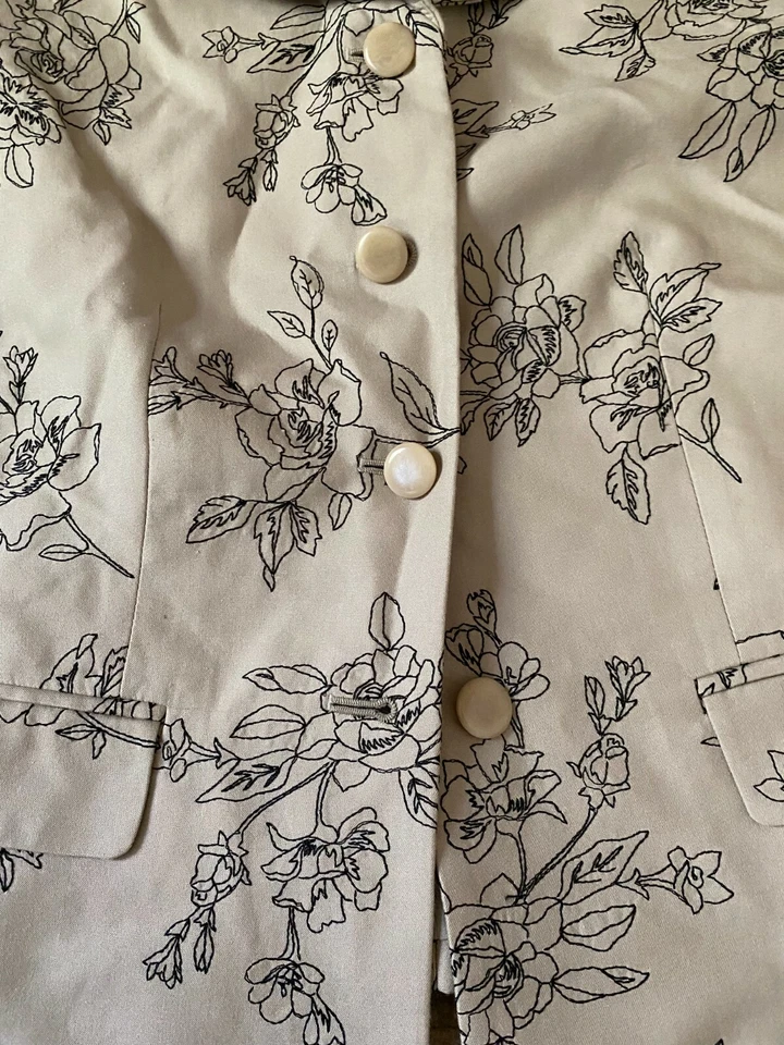 Chaqueta Blazer Kate Hill Mujer Talla 6 Marrón Claro Floral Bordado (A4) Foto 2 de 4