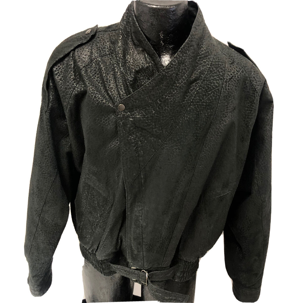 Vtg 80's Ground Zero Black Crackle Suede Leather Rocker Coat Vtg 80's Ground Zero Black Crackle Suede Leather Rocker Coat