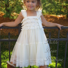 NEW Girls Size 9/10 Flower Girl Ivory Lace Dress - Country Rustic Baby Wedding