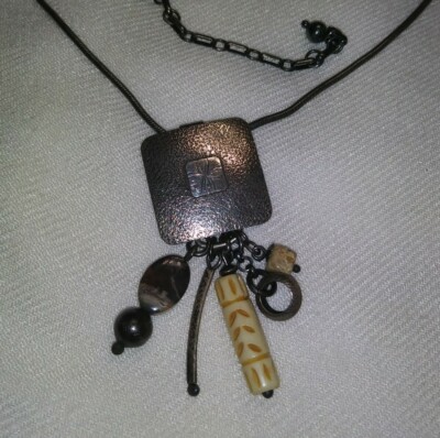 Vintage Marjorie Baer SF Sterling Silver Boho Pendant Long Chain