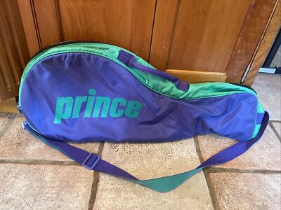 Vintage 80’s 90’s PRINCE Tennis Racquet Racket Bag Carry Case Purlple Green 