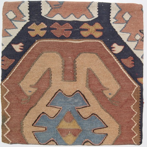 20"x20" Boho Kilim Pillow Cover - Handmade Caucasian Vintage-Inspired Decor - Picture 2 of 3