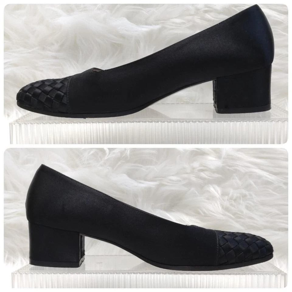 Zapatos de salón Bottega Veneta Intrecciato seda rayón negros talla 22,5 cm EE. UU. 5,5 excelentes Foto 4 de 4