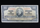 1937 $100 Dollars Bank of Canada Banknote Macdonald B/J 3455009 Gordon Towers VG