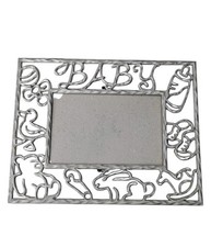 Brushed Silver Metal Baby Picture 4x6 Frame - Great Gift New Born Easter Baby