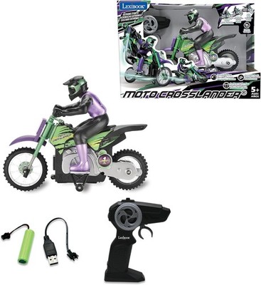LEXiBOOK RC18, Crosslander Radio Road Motorcycle, up to 12km/h, Perfect Balance,