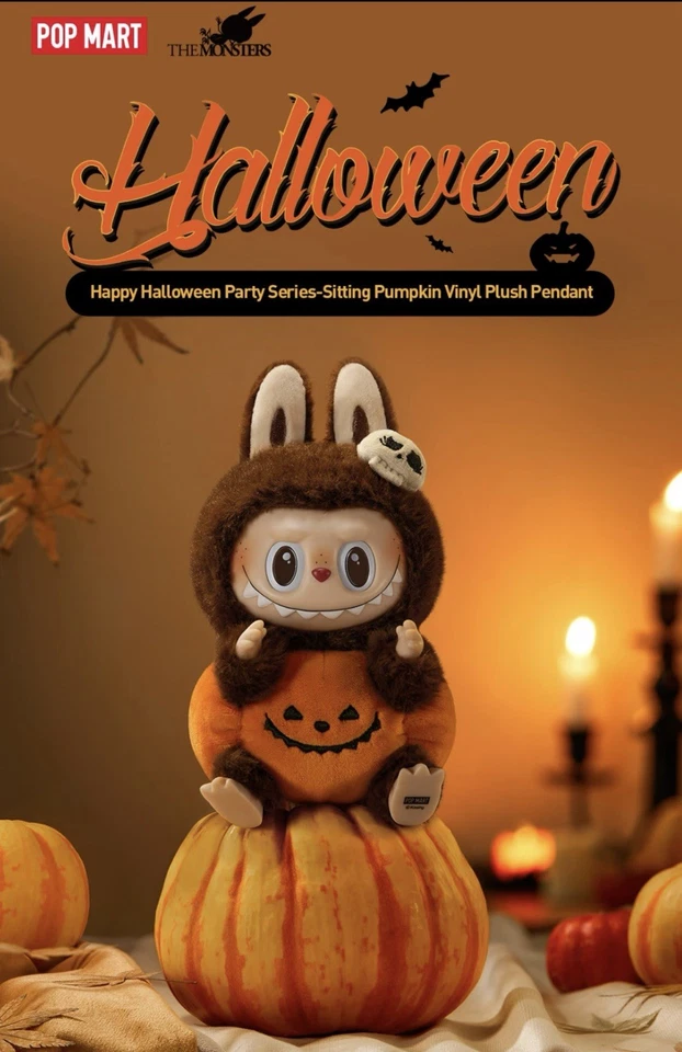 AUTHENTIC Pop Mart Labubu Happy Halloween Party Series Sitting Pumpkin Plush - Image 2 of 2