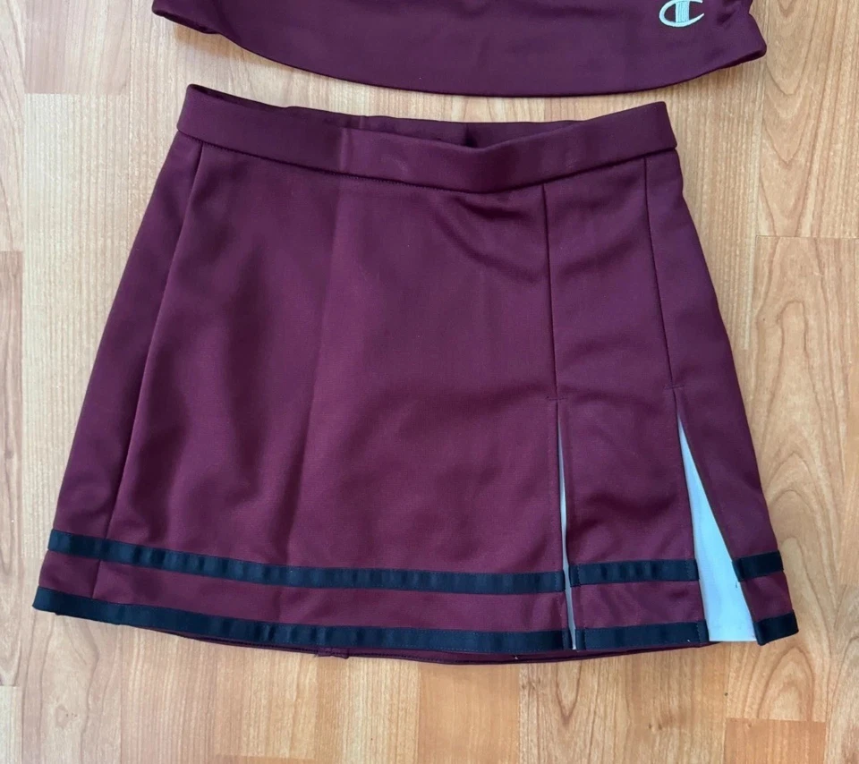 Champion Ladies Maroon Cheerleading Uniform Cosplay Costume Top S Skirt XS Cheer - Image 2 of 4